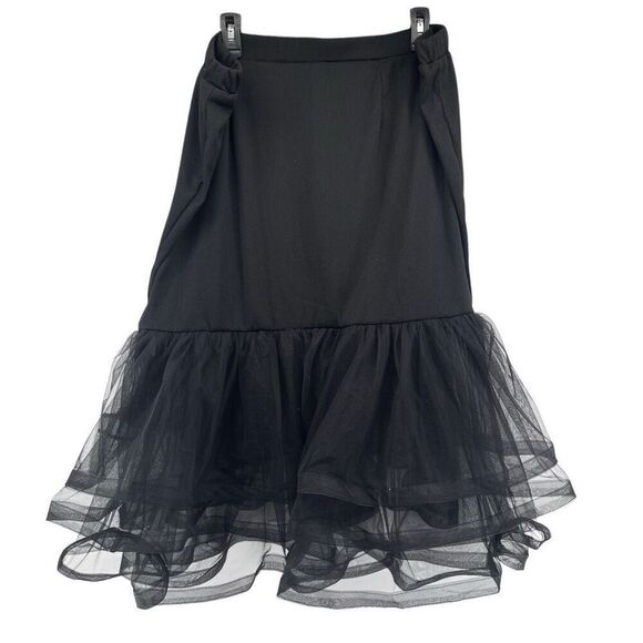 SHEIN Curve Black Ribbed Knit Skirt with Tulle Hem – High Waisted Pull-On 4XL - Picture 1 of 10